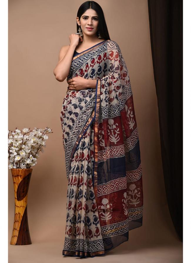 Cotton Kota Doriya Multi Color Casual Wear Printed Saree